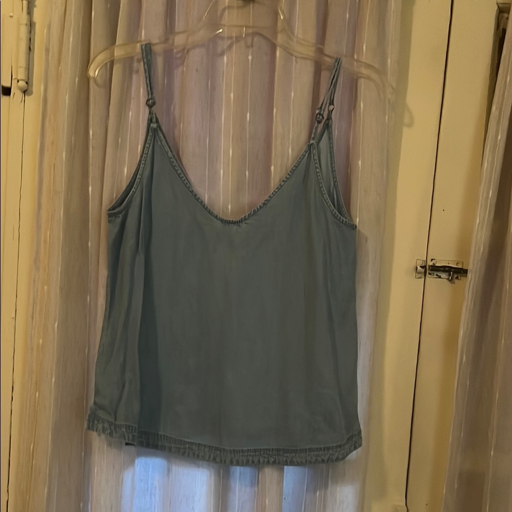 Denim  Blue adjustable  Sleeveless Top